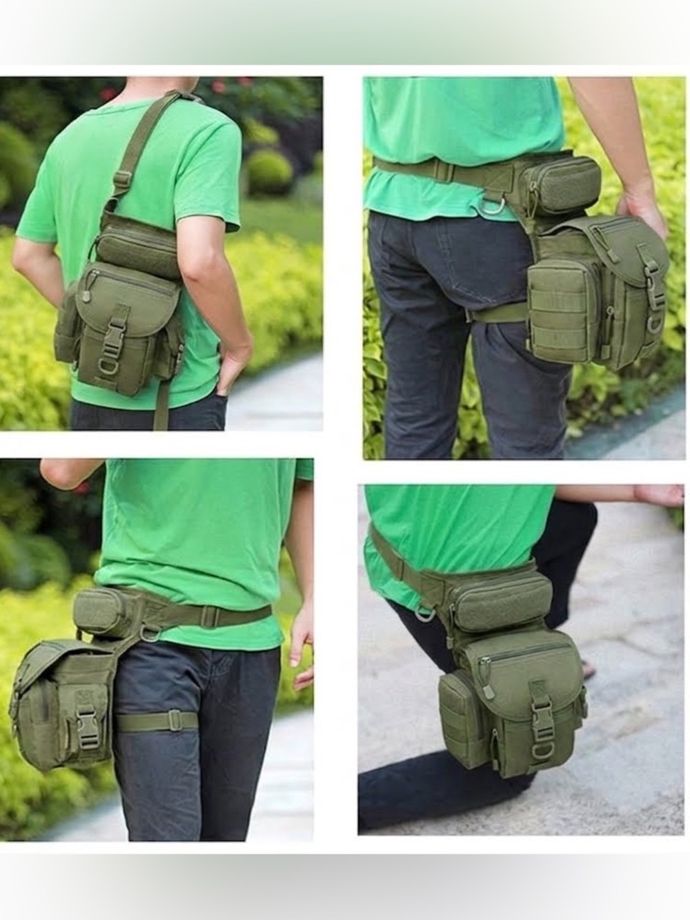 Manetta Bag Pack Tactical Leg Waist Green Pockets Waterproof Concealed Carry NWT